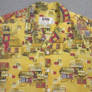 Vintage Knotts Berry Farm Hawaiian Shirt size M City Town Print Art to‎ Wear